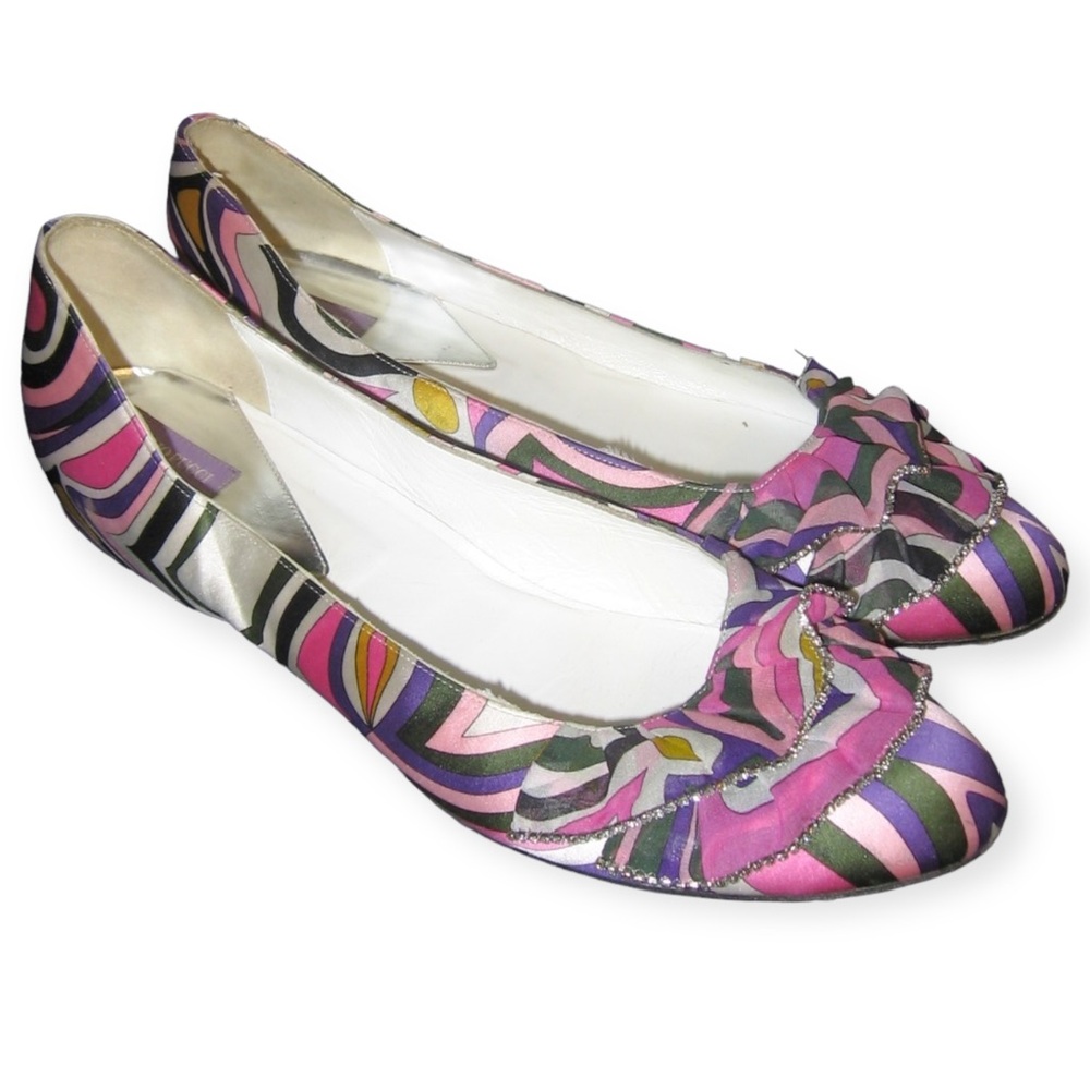 Emilio Pucci Cloth Ballet Ruffled Flats